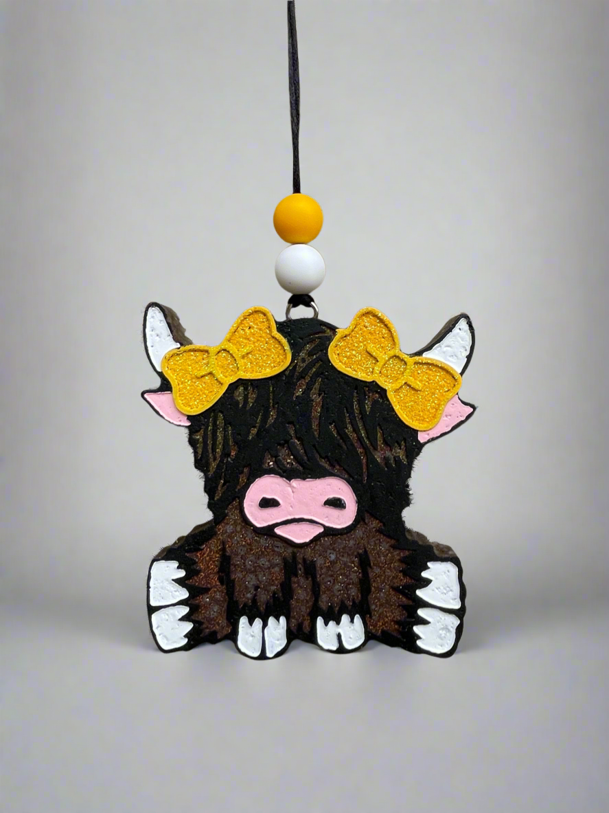 Highland Cow with Bows Freshie