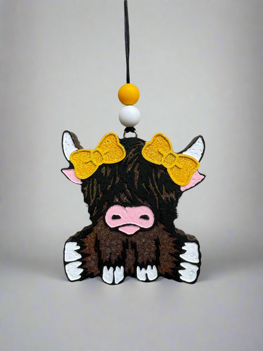 Highland Cow with Bows Freshie