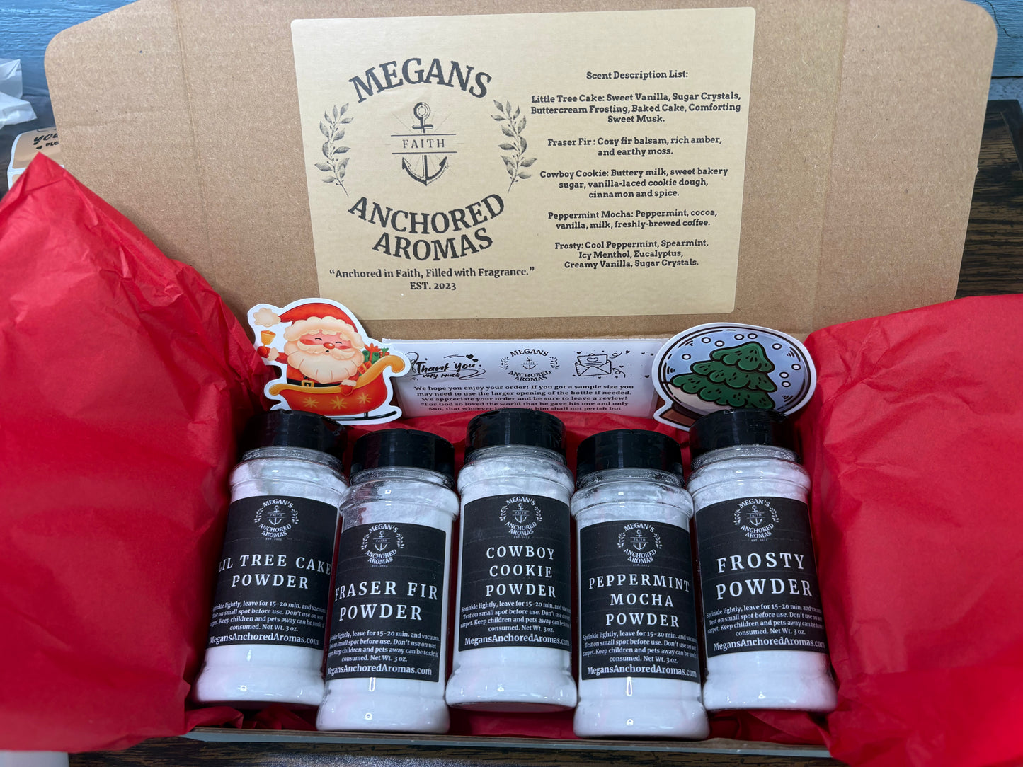 Christmas Carpet Powder Sampler Box - 5 3oz Winter Scented Powders